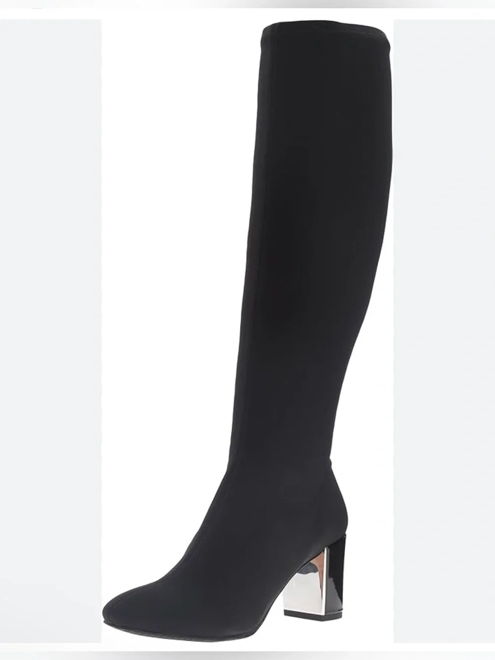 Donald J. Pliner Black Over-the-Knee Stretch Boot with Metallic Block Heel 9.5